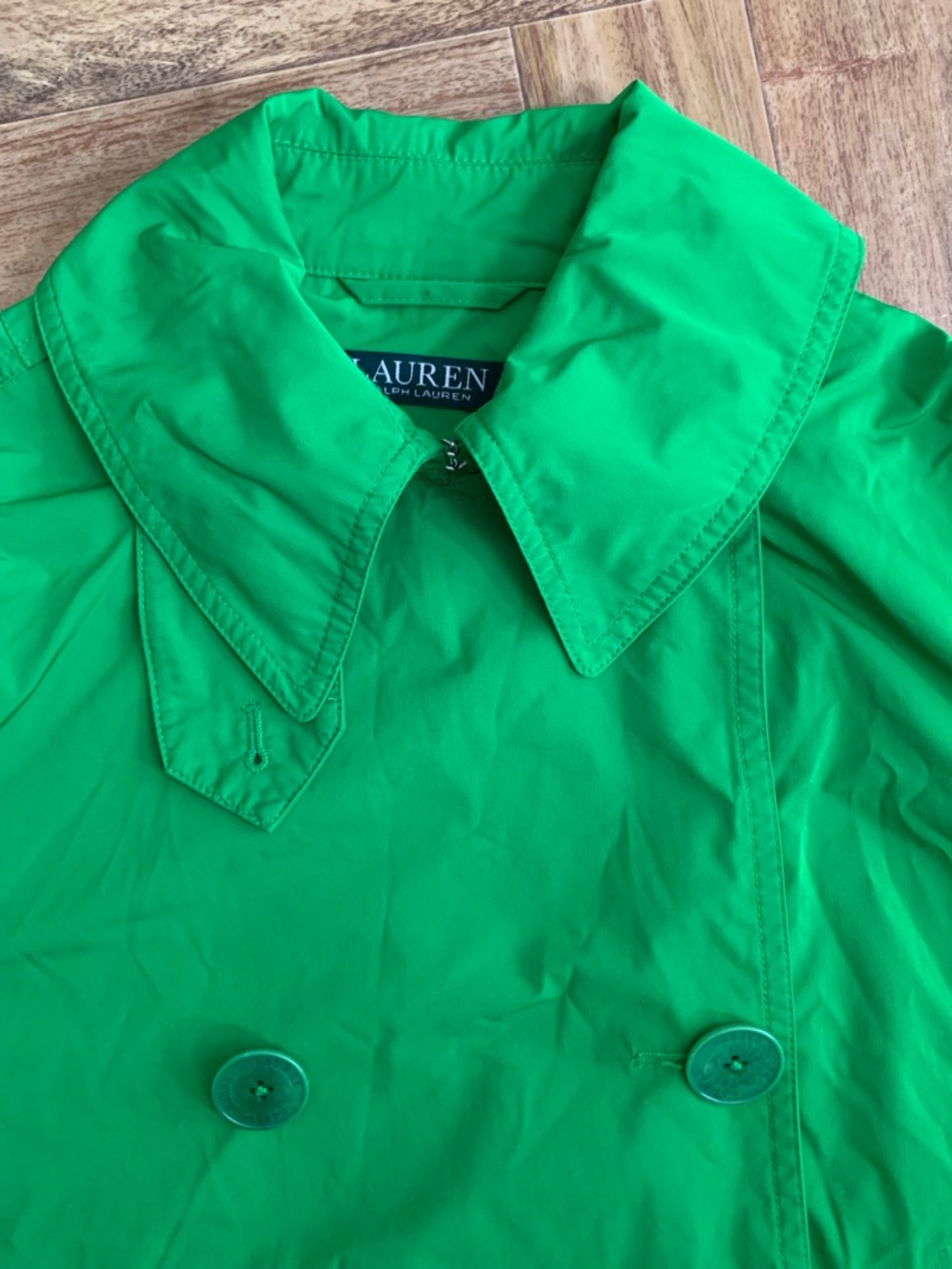 Lauren Ralph Lauren Jacket 8 Green Double Breasted Cropped Lightweight - Picture 14 of 15